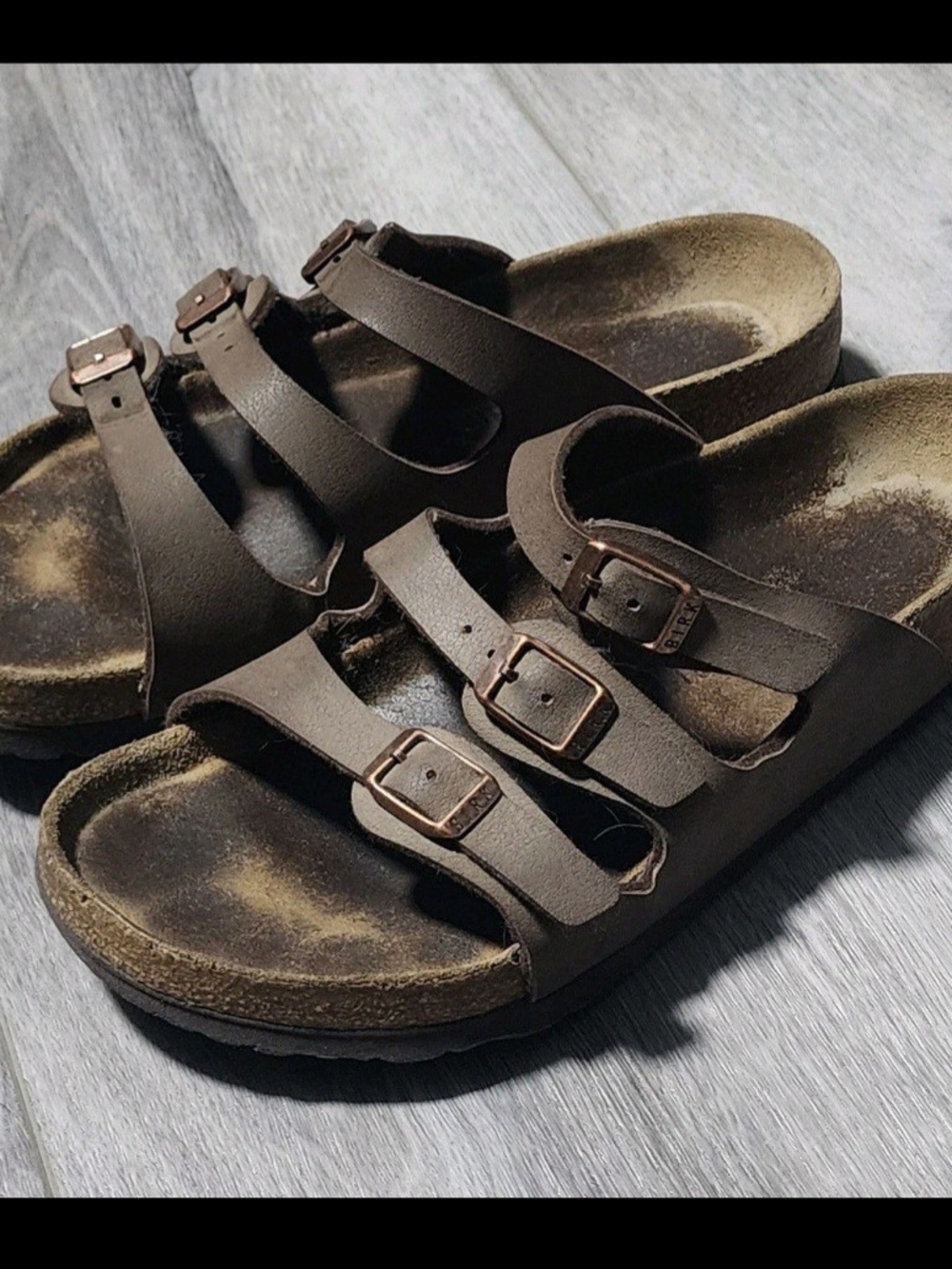 Birkenstock Florida Soft Footbed Birko-flor Nubuck Leather Sandals Size 6.5